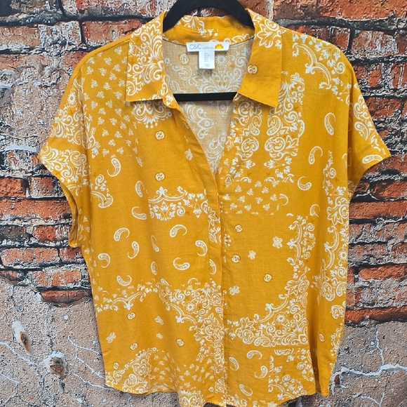 C &C California Bandana Paisley Print Button Down Shirt, Sz L - Picture 1 of 12